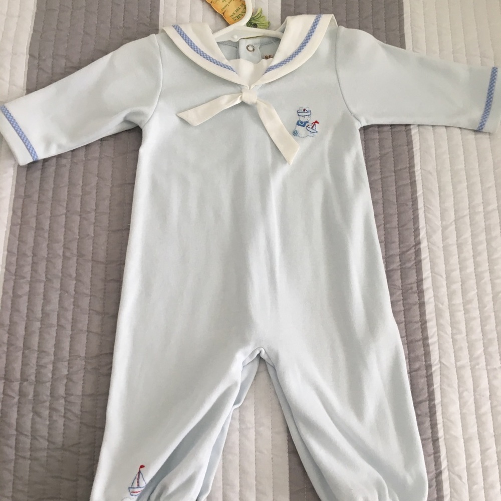 Beautiful Hand embroidered boy one piece 3-6M